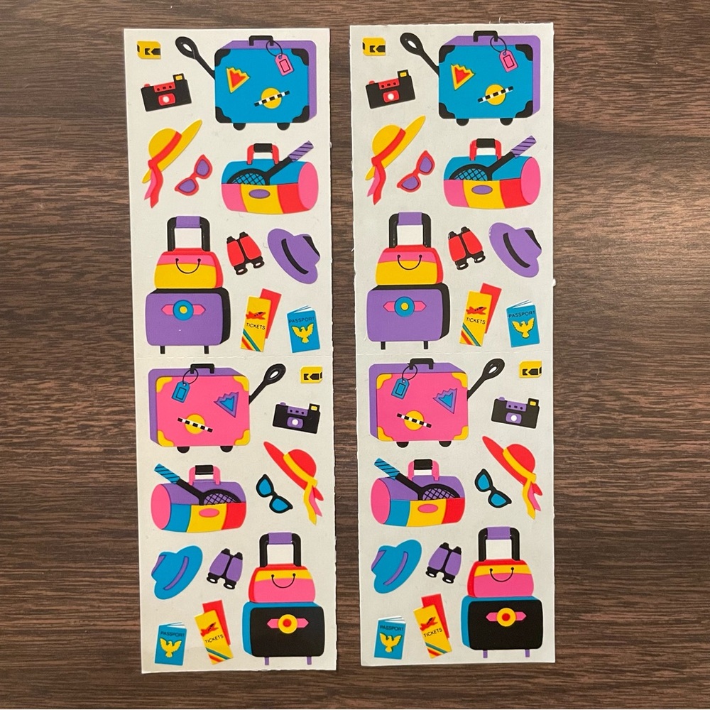 Mrs. Grossman's Stickers 2 Sheets Vintage 1996 Travel Luggage Vacation Tennis